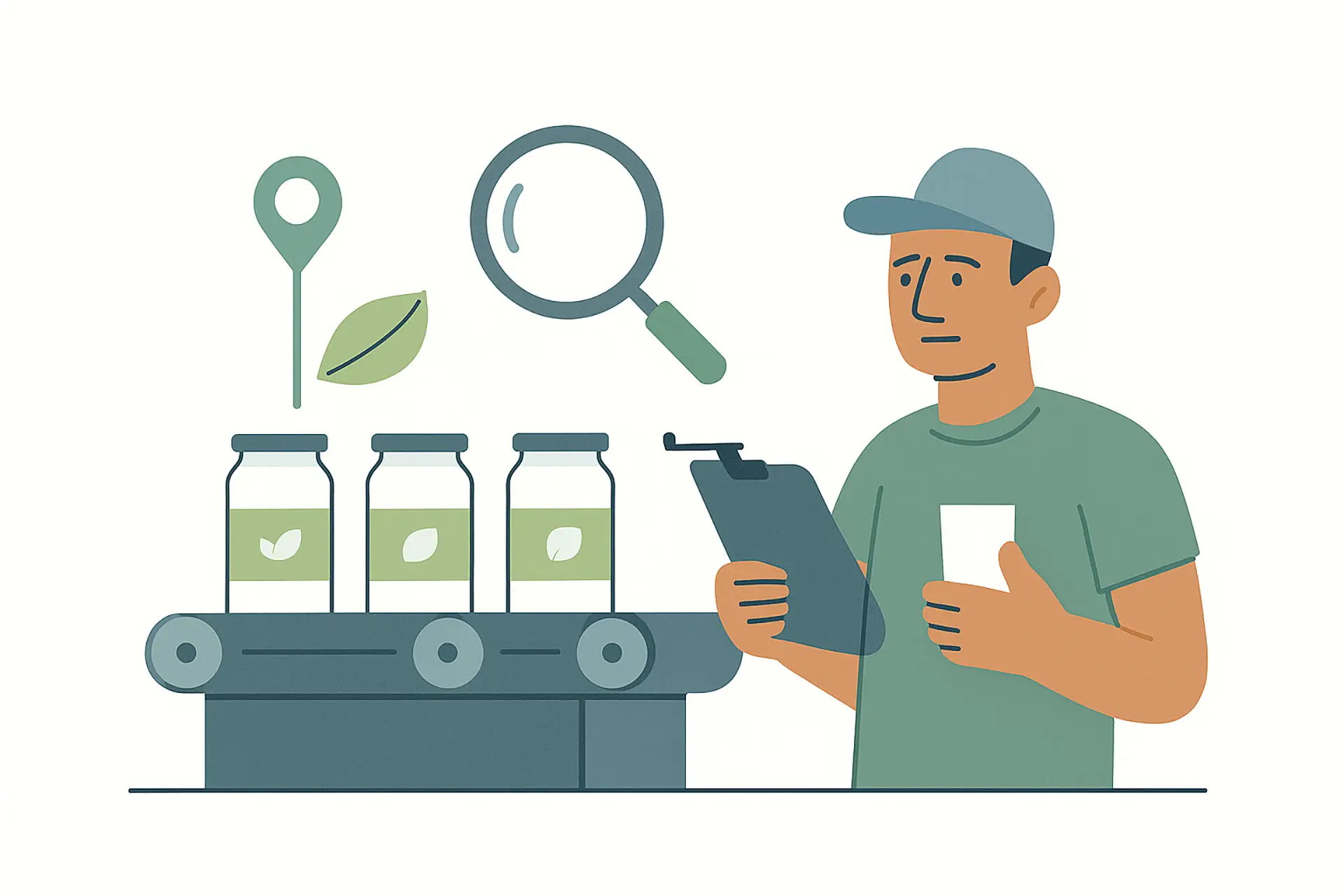 Illustration einer nachhaltigen und verantwortungsvollen Produktion von Nahrungsergänzungsmitteln