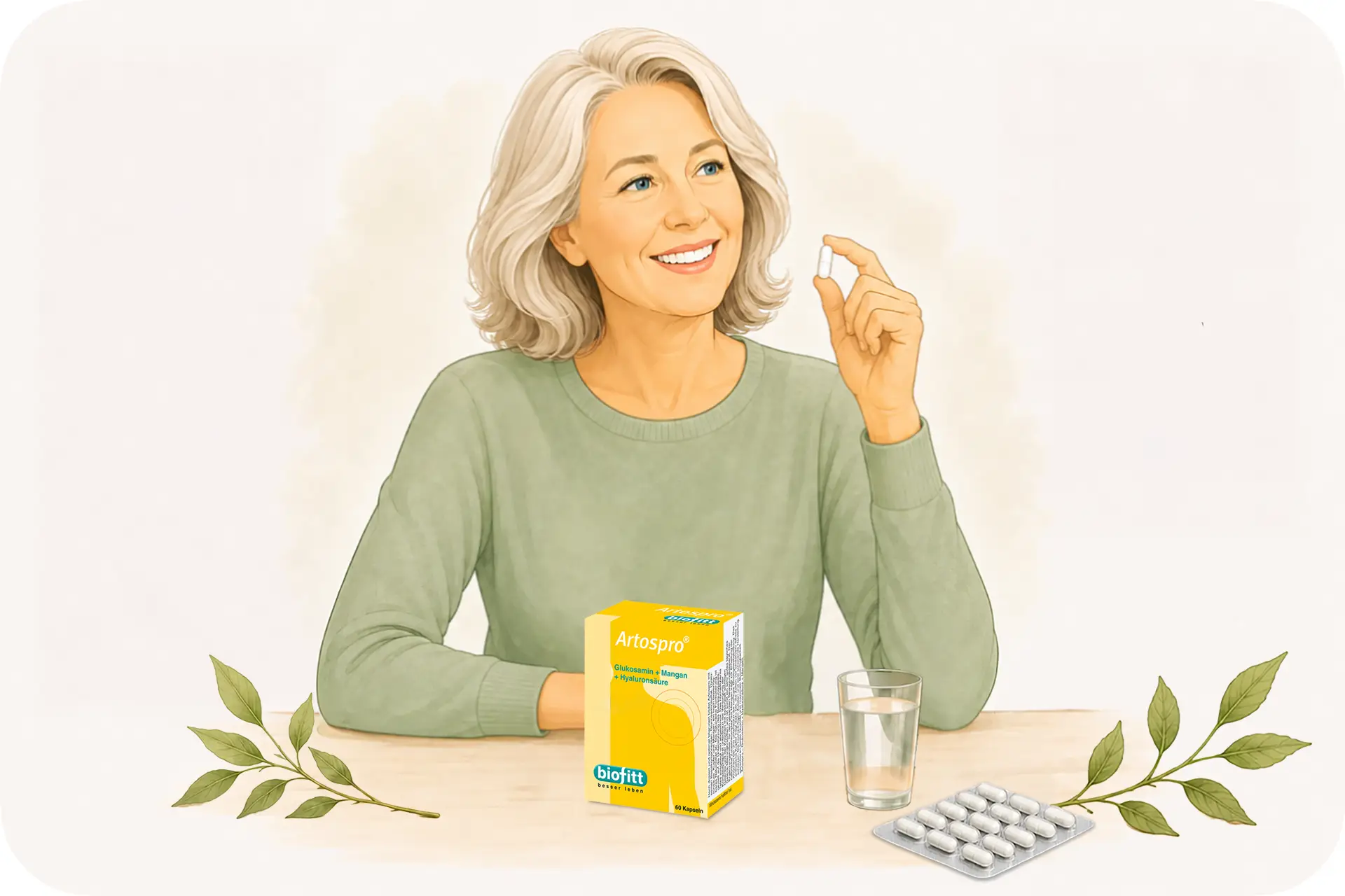 Anwendung Artospro Kapsel Frau Illustration biofitt