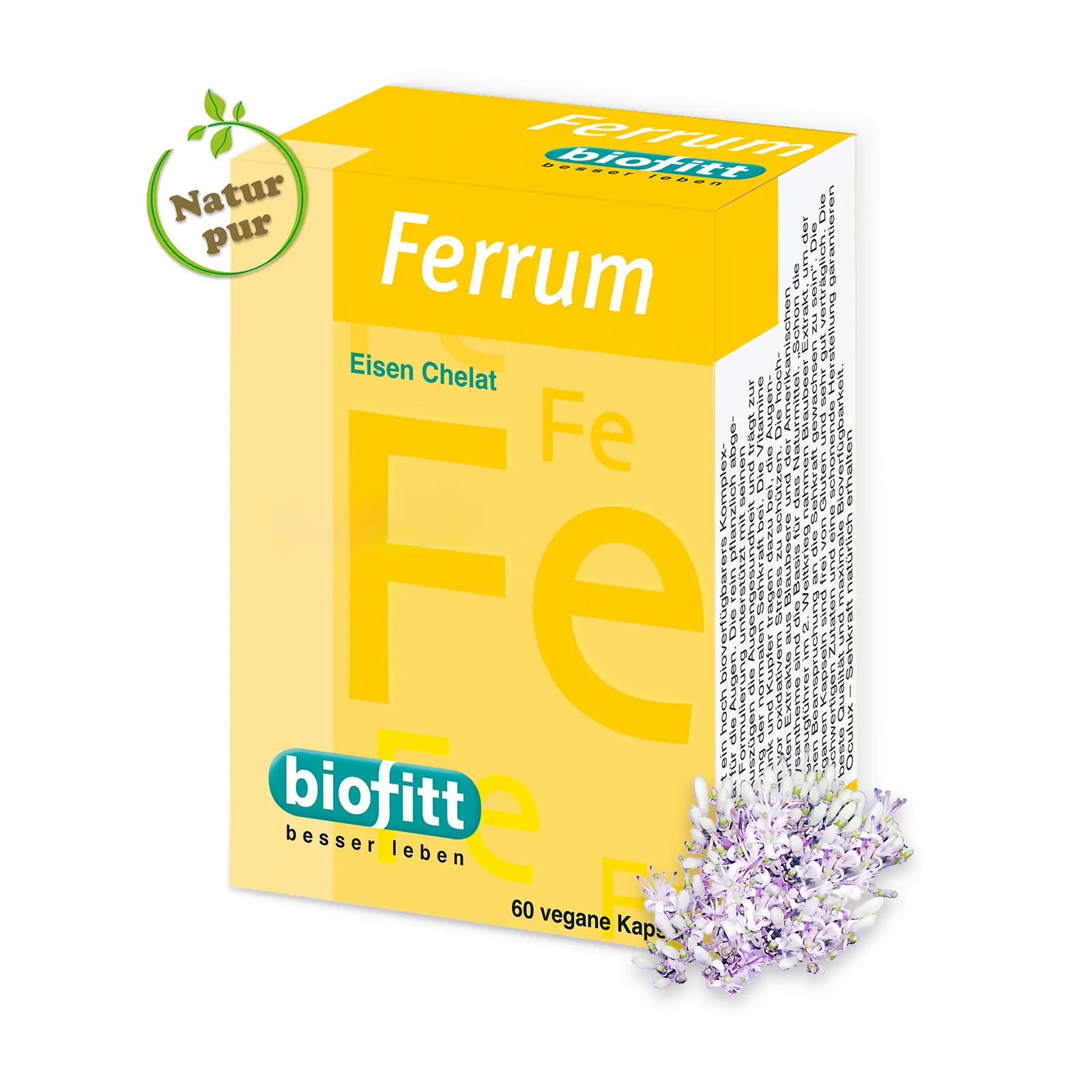 Ferrum Produktpackung mit weißen Kapseln