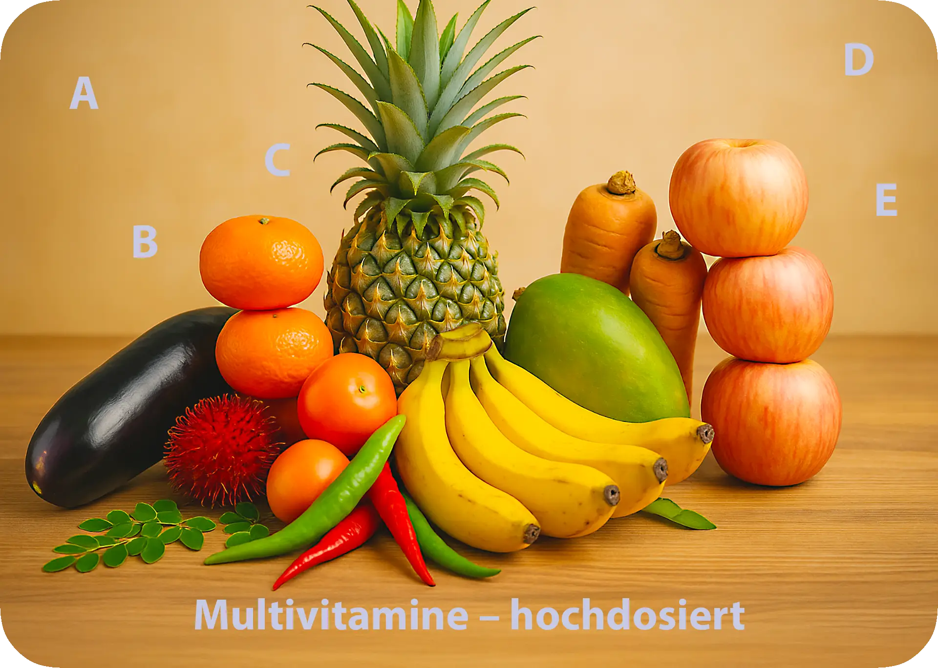 Zutatenübersicht: Vitamine, Mineralstoffe & Pflanzenextrakte – Vitasan M